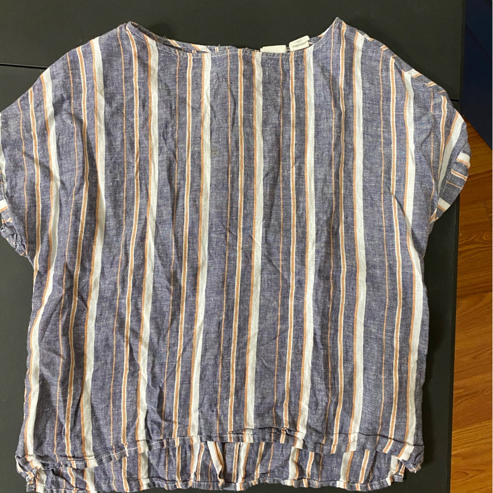 Women’s S short sleeve linen striped shirt